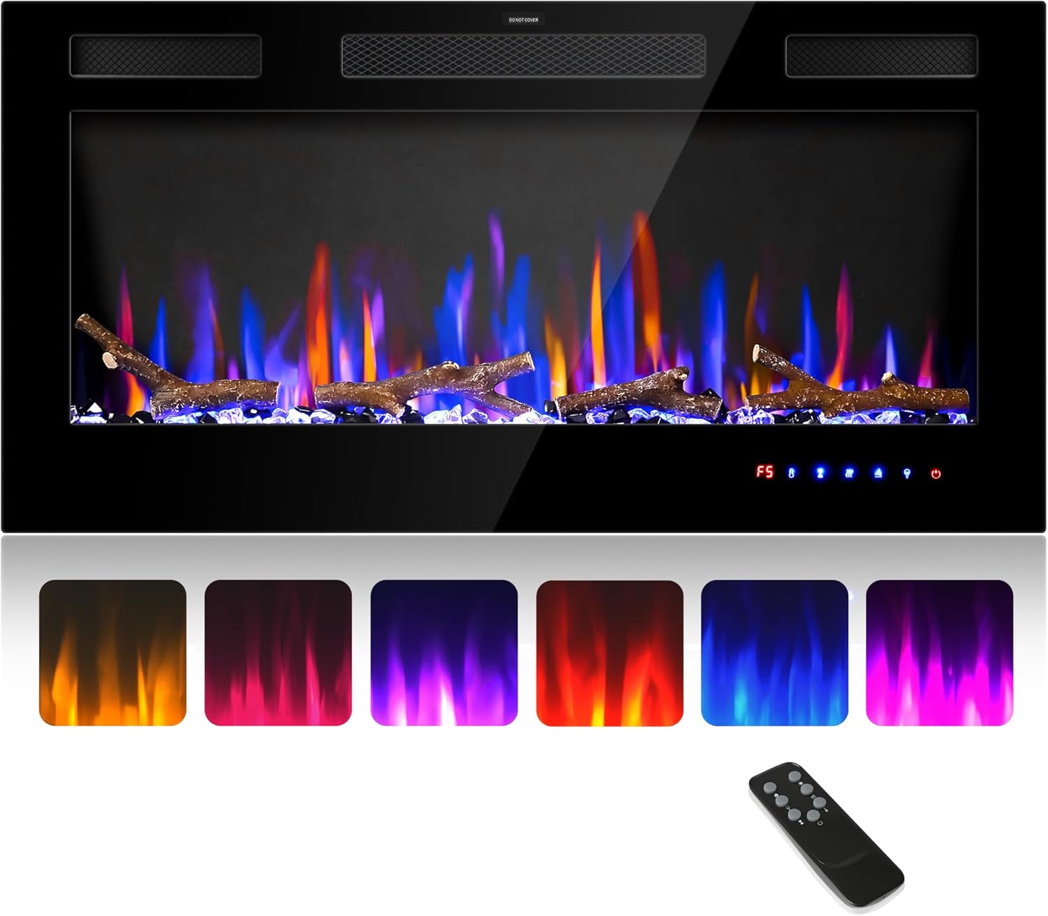 36" Electric Fireplace Inserts - Recessed Fire Place and Wall Fireplace Heater, Indoor Wall Mounted Faux Floating Fireplace with Remote Control, Adjustable Flame Color and Brightness, 750 | 1500W