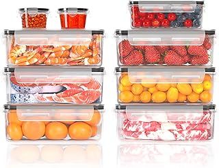 18 PCS Food Storage Containers with Lids, Plastic BPA-Free Meal Prep Containers Reusable, Airtight & Leak proof Large Food Containers with Labels & Pen