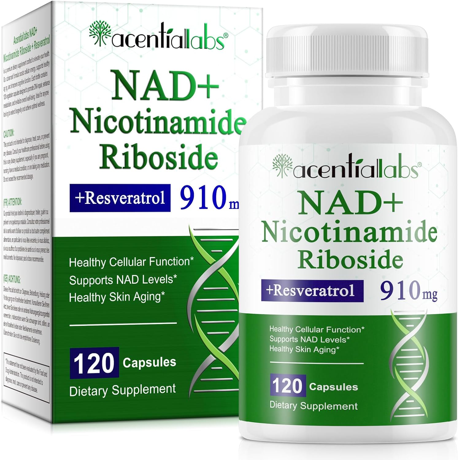 NAD Supplement, 910MG Liposomal NAD for Women & Men, Nicotinamide Riboside, Resveratrol, Quercetin, NAD Resveratrol Supplement for Anti-Aging, 120 Capsules