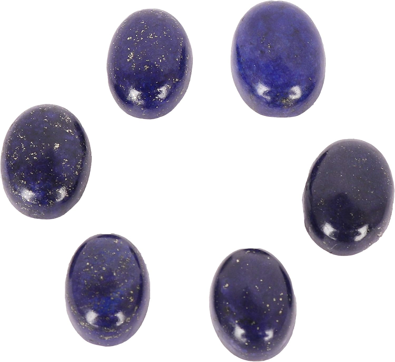 GEMHUB Lapis Lazuli Gold Flaked Mix Cabochon 100 Ct. Set of 6 Pc Loose Gemstone Beads ASP-018