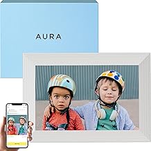 Aura Digital Picture Frame - 10.1" HD Display | Wirecutter's Best Digital Frame for Gifting - Send Photos Directly from Your Phone from Anywhere | Quick & Easy Setup Over WiFi - Free Aura App | White