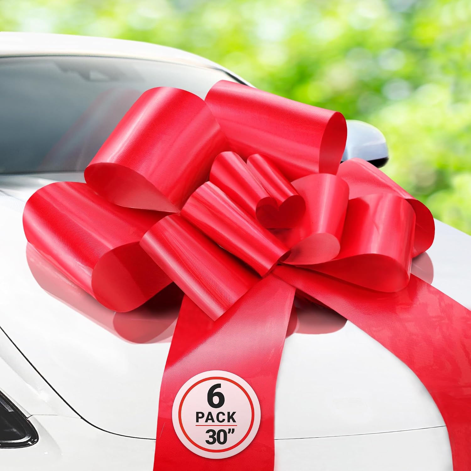 Zoe Deco Big Car Bow (Red, 30 inch, 6 Pack), Gift Bows, Giant Bow for Car, Birthday Bow, Huge Car Bow, Car Bows, Big Red Bow, Bows for Gifts, Christmas Bows for Cars, Big Gift Bow, Party Bow