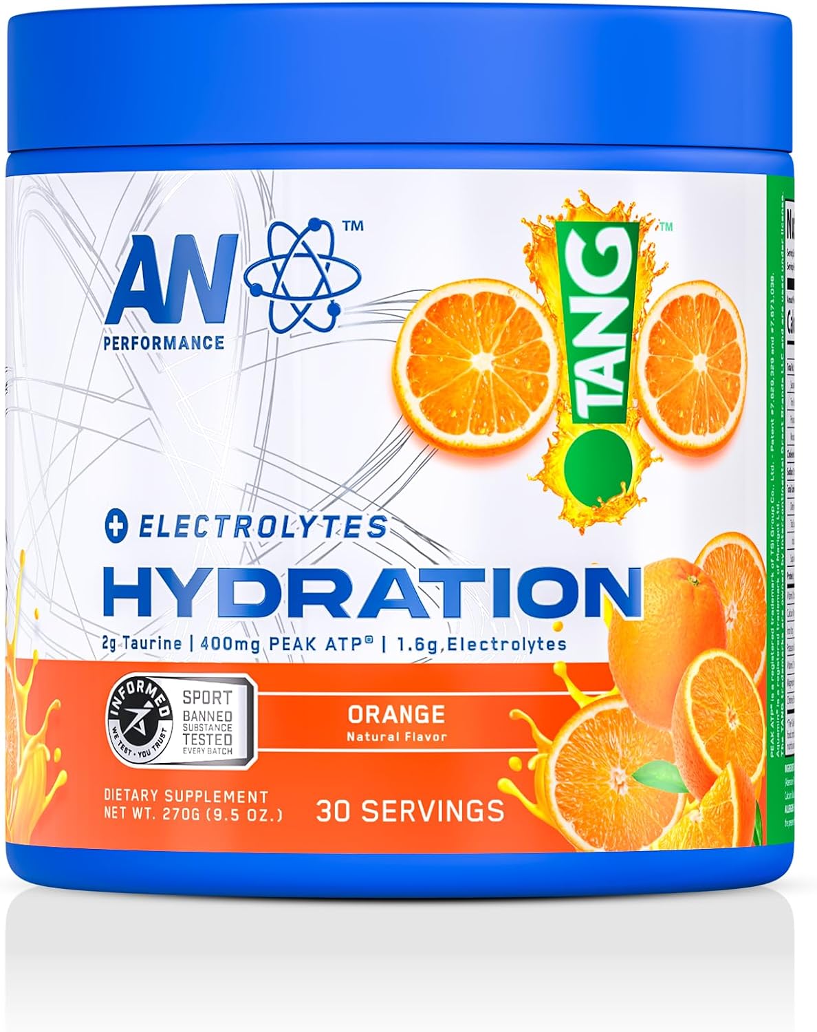 AN Performance Electrolyte Drink Mix | Zero Sugar Hydration Powder | Magnesium + Calcium + Potassium | Tang Orange | 30 Servings