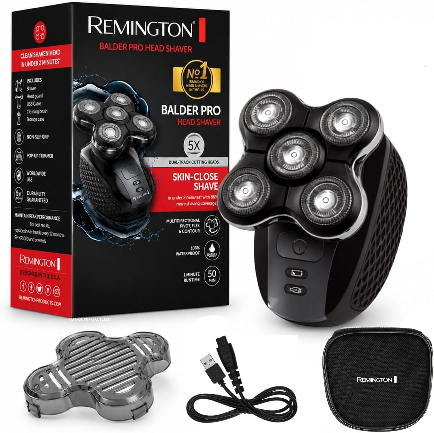 Remington Balder Pro XR7000 Head Shaver for Men, Rotary Wet & Dry Razor