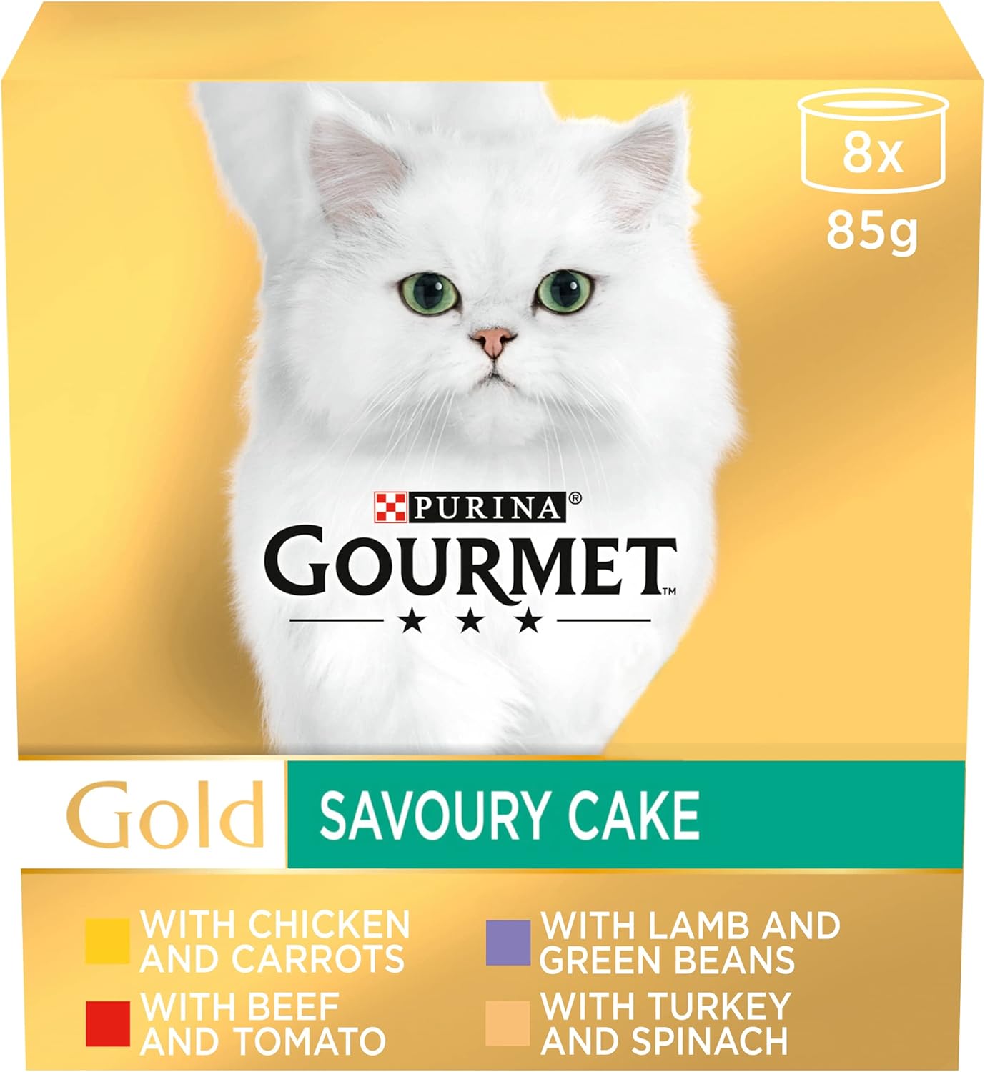 GOURMET Gold Savoury Cake Meat and Veg Variety Wet Cat Food 8x85g, Pack of 6