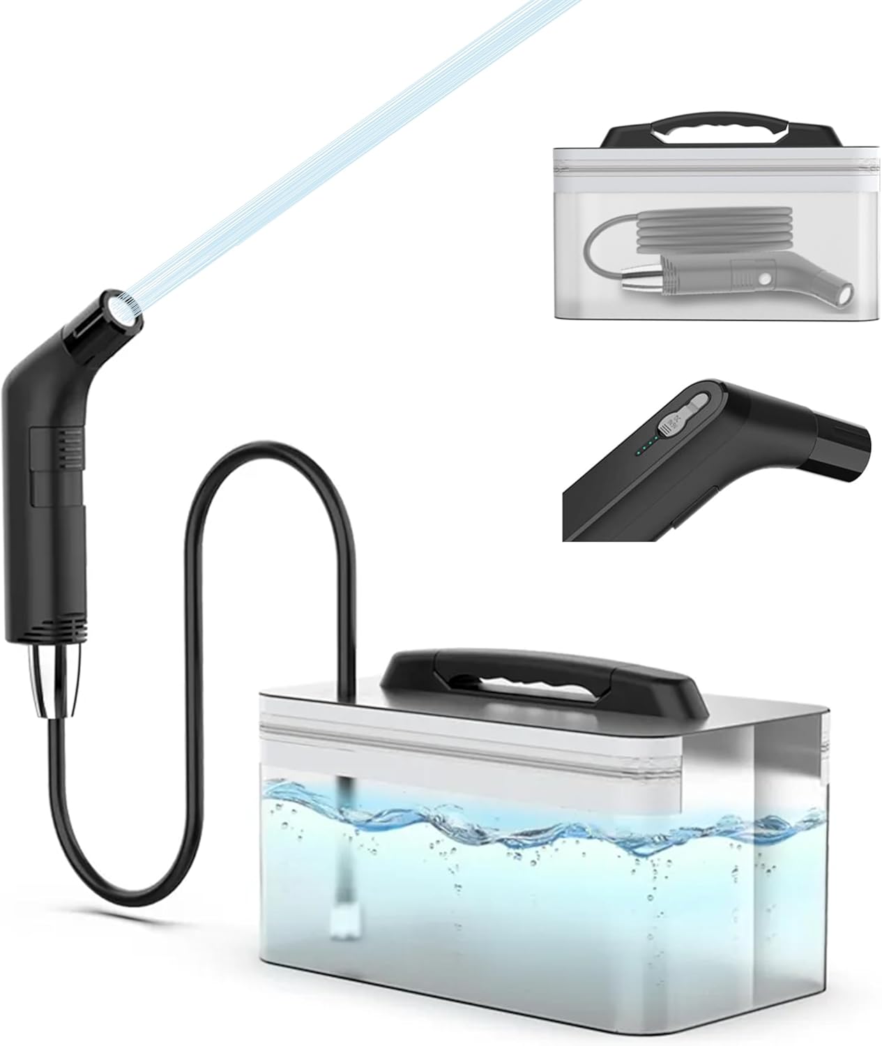 ZEY LUXE Electric Rechargeable Handheld Personal Travel Bidet Sprayer for Toilet, Bathroom and Outdoor Hiking, Sprayer Muslim Shower Spray Clean with 2.3 Liters Water Storage - Black