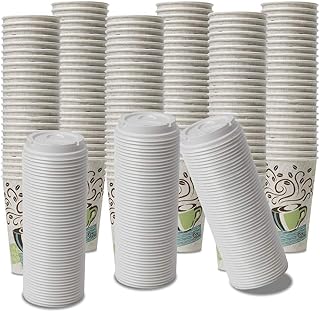Dixie PerfecTouch WiseSize Coffee Design Insulated Paper Cup, 12oz Cups and Lids Bundle (12 oz, 100 Cups, 100 Lids)