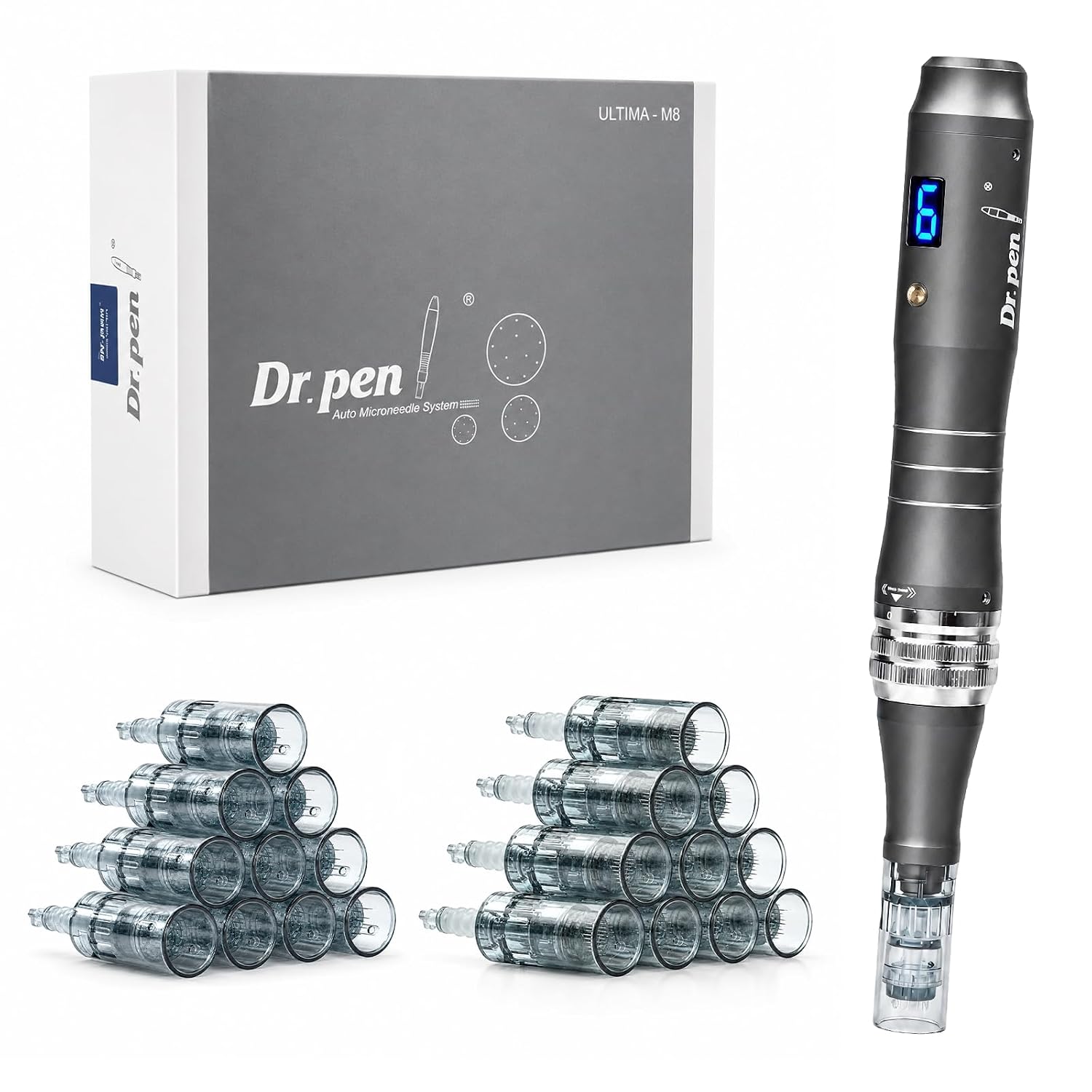 Dr Pen Microneedling Pen M8 with 20 Pcs Cartridges Replacement for Home Use Microneedle Derma Roller Pen for Women Men, Micro Needle Roller Pen for Skin Tools