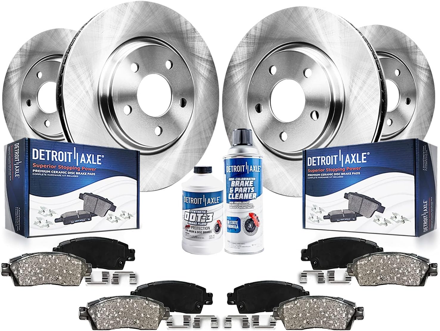 Detroit Axle - Brake Kit for 2006-2018 Dodge Ram 1500, 2007-2009 Chrysler Aspen Durango, Front & Rear Disc Brake Rotors Ceramic Brakes Pads 2008 2010 2011 2012 2013 2014 2015 2016 2017 Replacement