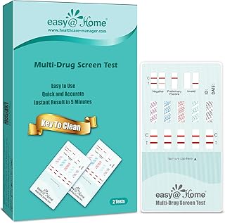 Easy@Home Multi-Drug Screen Test: 2 Pack Urine Drug Tests Kit, Testing AMP/BZO/COC/THC/MET/MOR/BAR/MDMA/PCP/MTD, Instant Drugs Test Kits Including Sensitive Marijuana Test, #EDOAP-3104