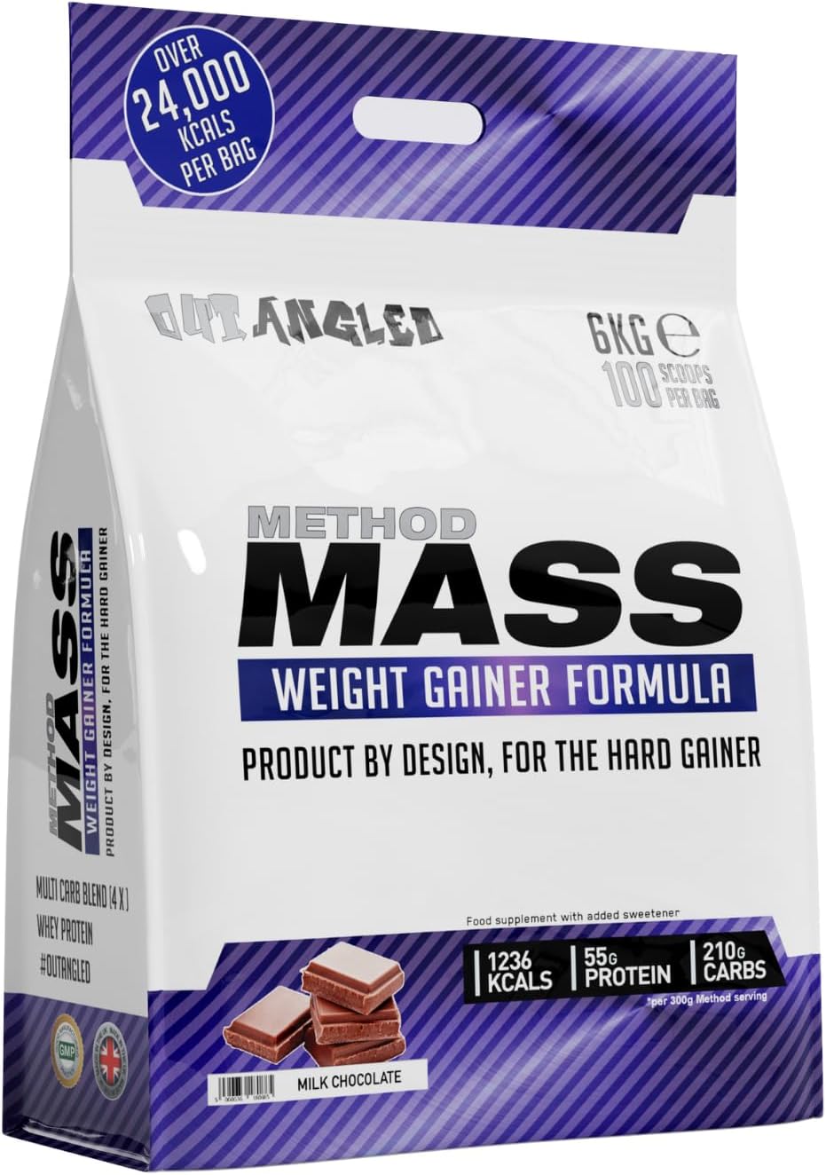 Out Angled Method Mass Gainer Powder, Milk Chocolate, 6kg, 100 Scoops | High Calorie, Whey Protein Powder, Weight Gain, Muscle Growth