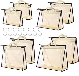 CINPIUK 8 Pack Handbag Dust Bags Clear Purse Storage Organizer for Closet, Hanging Zipper Storage Bag for Handbags