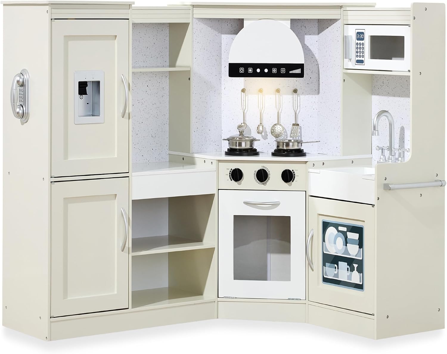 Best Choice Products Kids Corner Play Kitchen with 6 Accessories, Cream