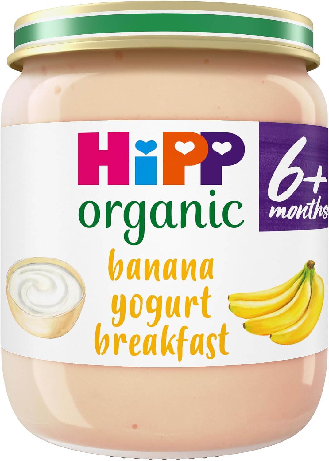 HiPP Organic Banana Yogurt Breakfast Baby Food Jar 6+ Months 125g (Pack of 6)