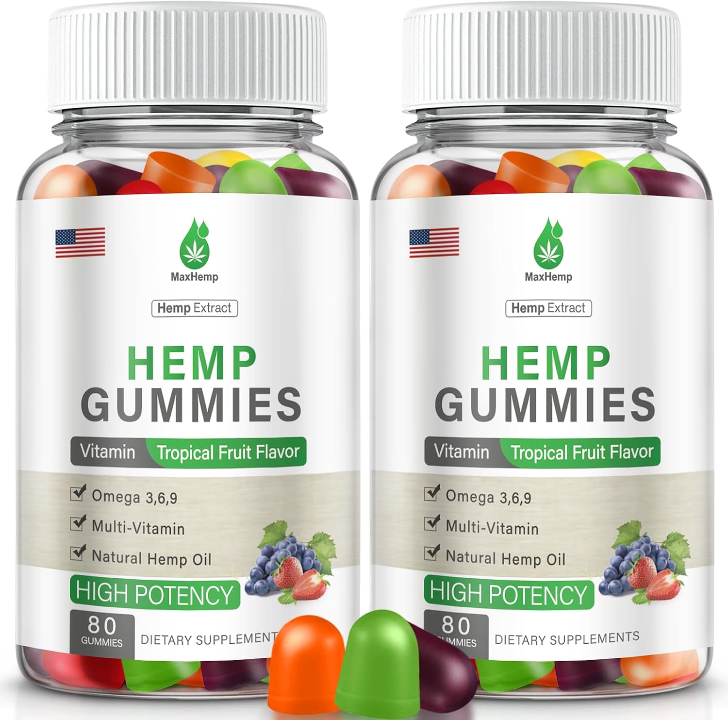 2 Packs Hemp Gummies for Sleep, Pain, Anxiety - High Potency Advanced Extra Strength with Pure Natural Hemp Oil - Hеmp Gummy for Adults