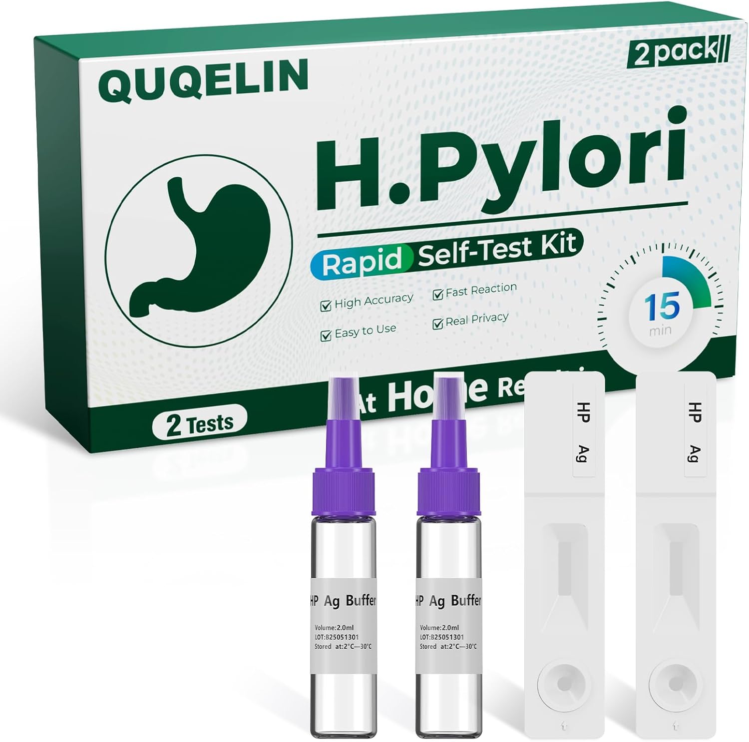 H Pylori Test Kit – 2 PCS H. Pylori Test, H-Pylori Stool (Antigen) Self-Test for Home Use, 99.9% Accurate, Fast 10-15 Min Results, Easy to Use, No Lab Needed