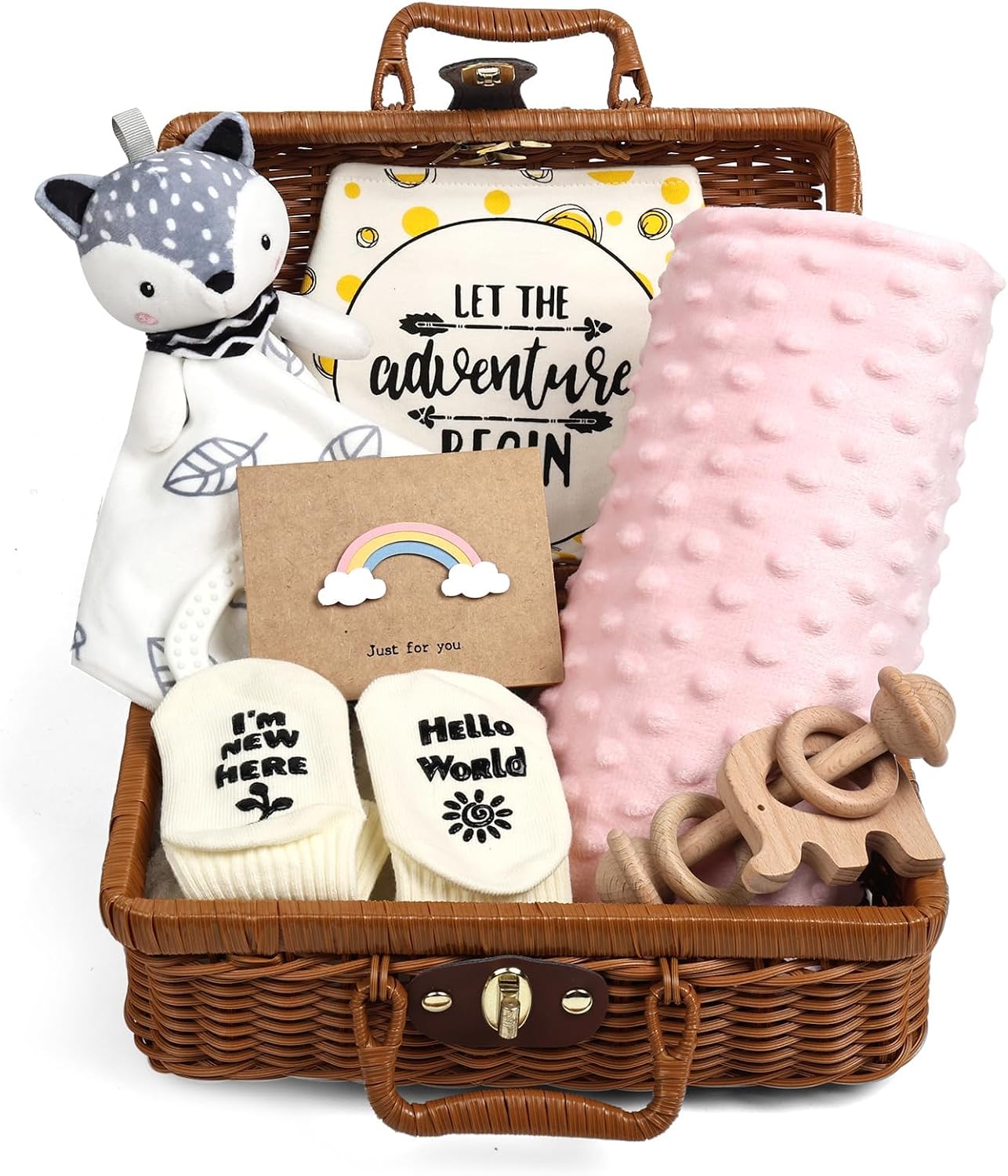 Baby Girl Gift, Baby Girl Hamper Newborn, New Baby Gifts Basket Rose Pink