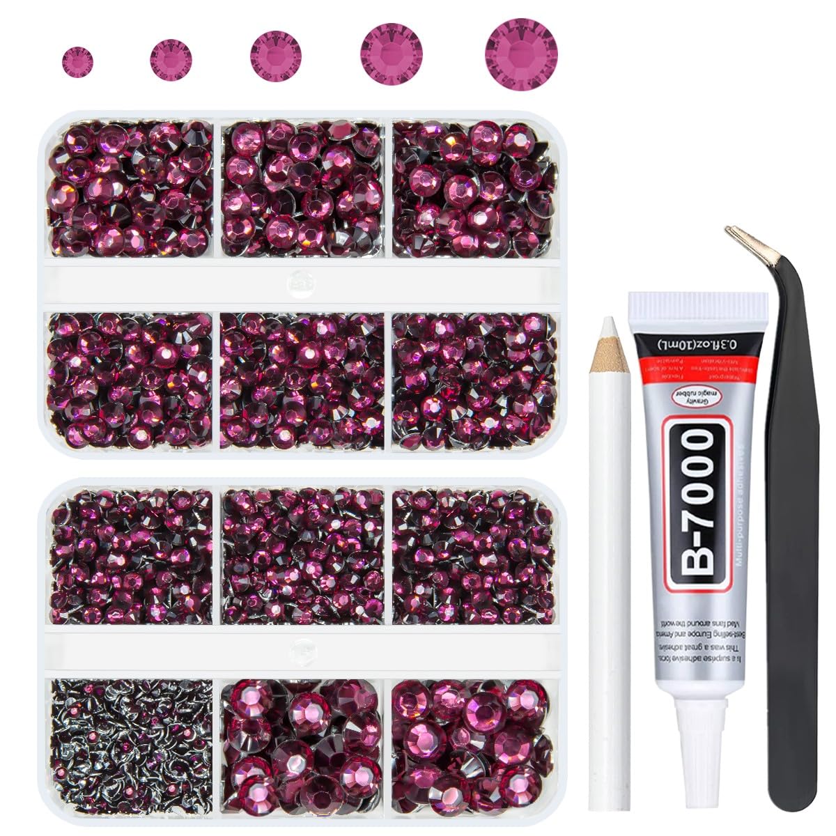 qiipii Wine Purple Resin Crystal Rhinestones for Bedazzling Crafting Burgundy Diamonds Flatback Stones 2mm-6mm Wine Red Gems Charms Supplies for Nails Face Eyes Makeup Tumblers Bottles Mugs DIY Crafts