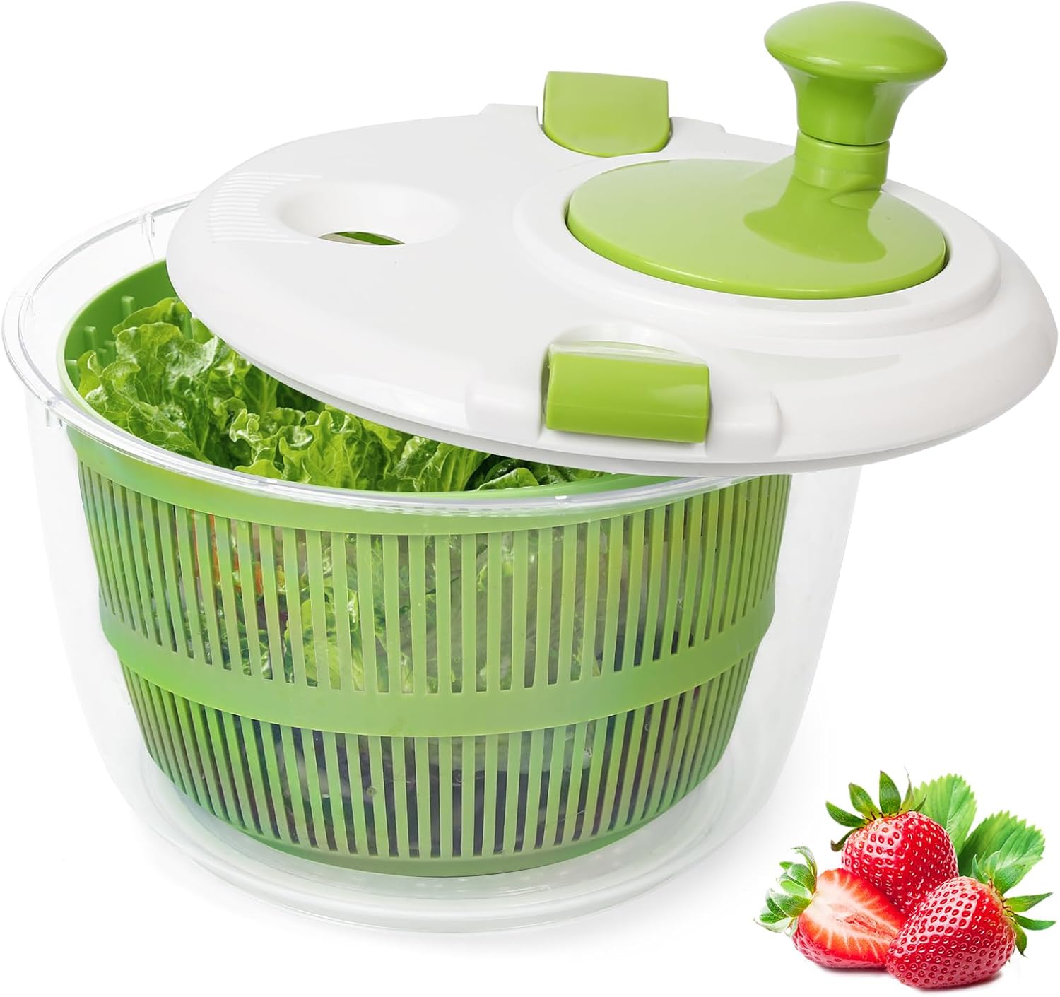 Large Salad Spinner - Wash,Rotate & Dry Salad Vegetables,Fruits&Vegetables, 5 Quarts,Salad Spinner