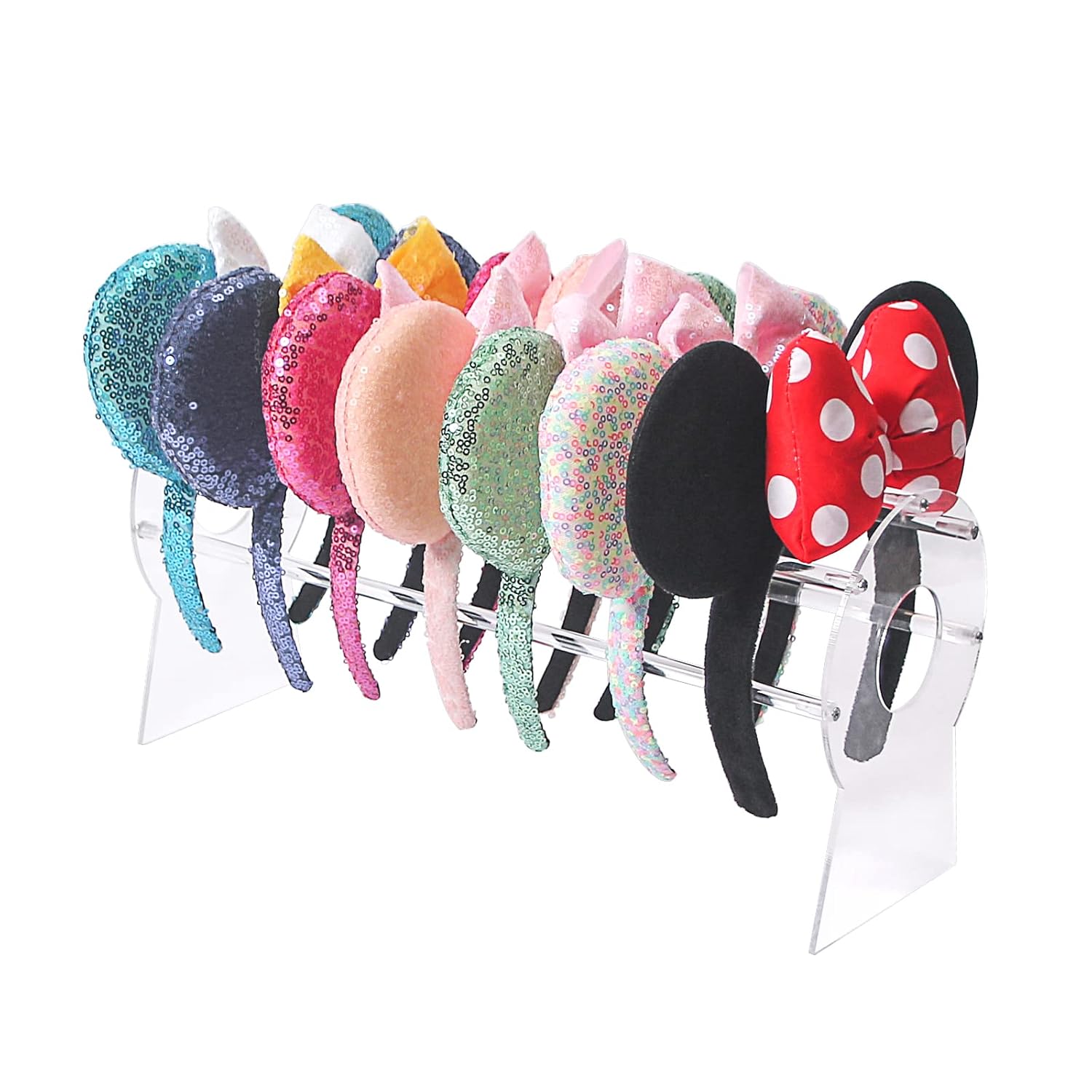 Acrylic Headband Holder Organizer,Headband Storage Display Stand,Disney Mickey and Minnie ear holder,Clear Hair Accessory Rack For Girls Room (Acrylic, 1 Tier)