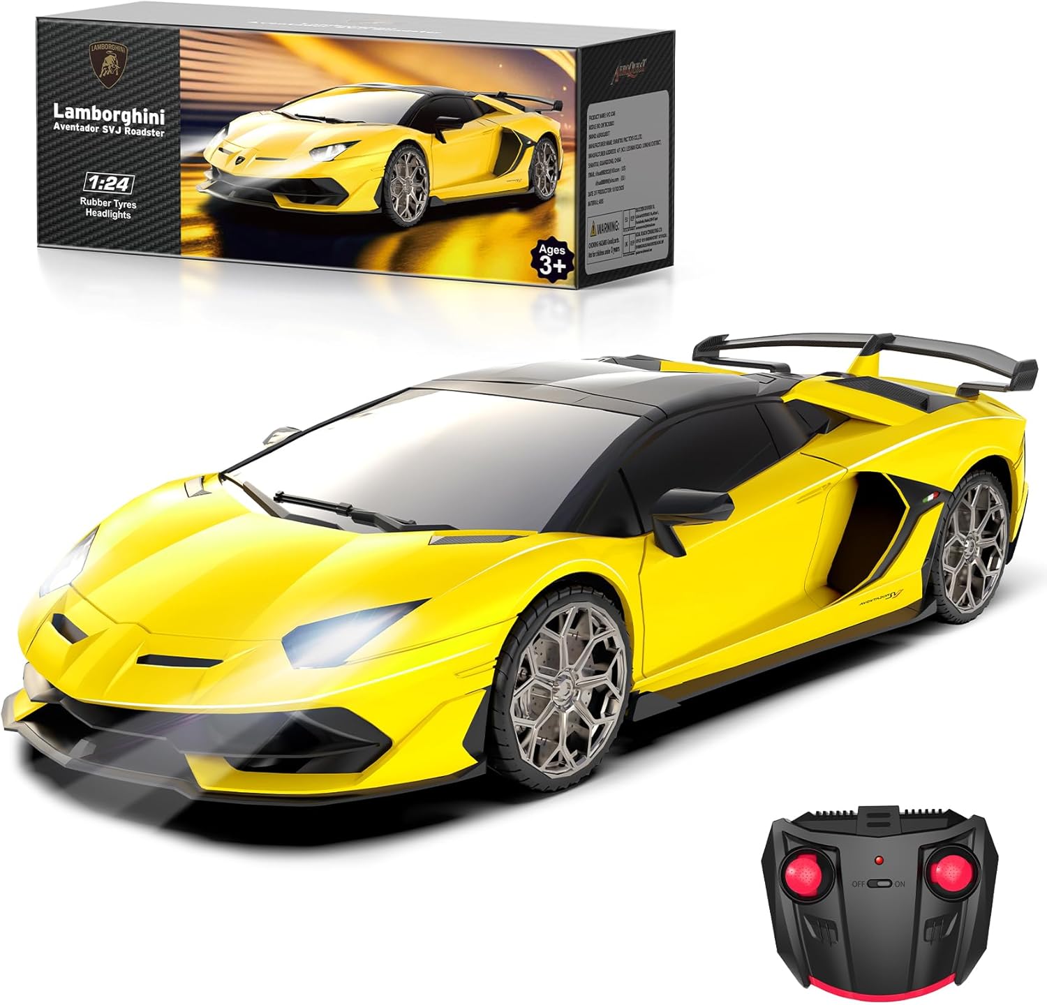AEROQUEST Lamborghini Remote Control Car Age 3+, 1:24 Scale Electric Sport Racing Hobby Toy Car Lamborghini Model Vehicle for Boys Girls Birthday Gifts
