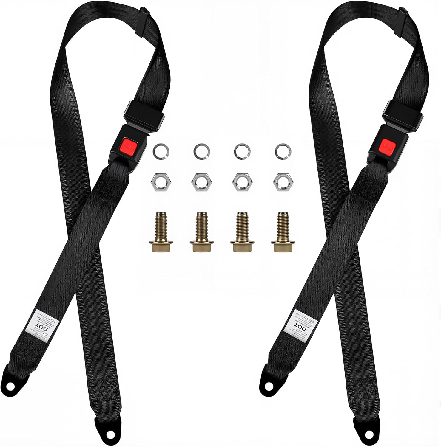 Universal Golf Cart Seat Belts Kit,Polyester Fabric Belt Adjustable & Lengthen Max Length 54.5",fit for EZGO, Club Car, Yamaha Golf cart. Easy to Install, Front and Rear Seat, 2 Sets