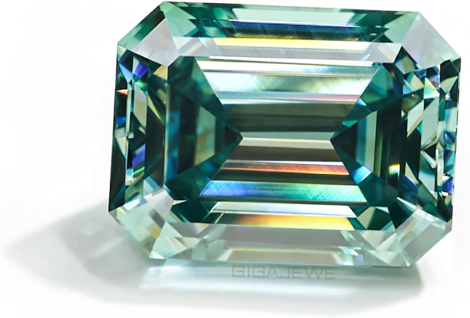 GIGAJEWE Moissanite 5x7mm 1.0ct VVS1 Blue Green Color Moissanite Emeralds Excellent Cut Loose Gemstones for Jewelry Making With Certificate