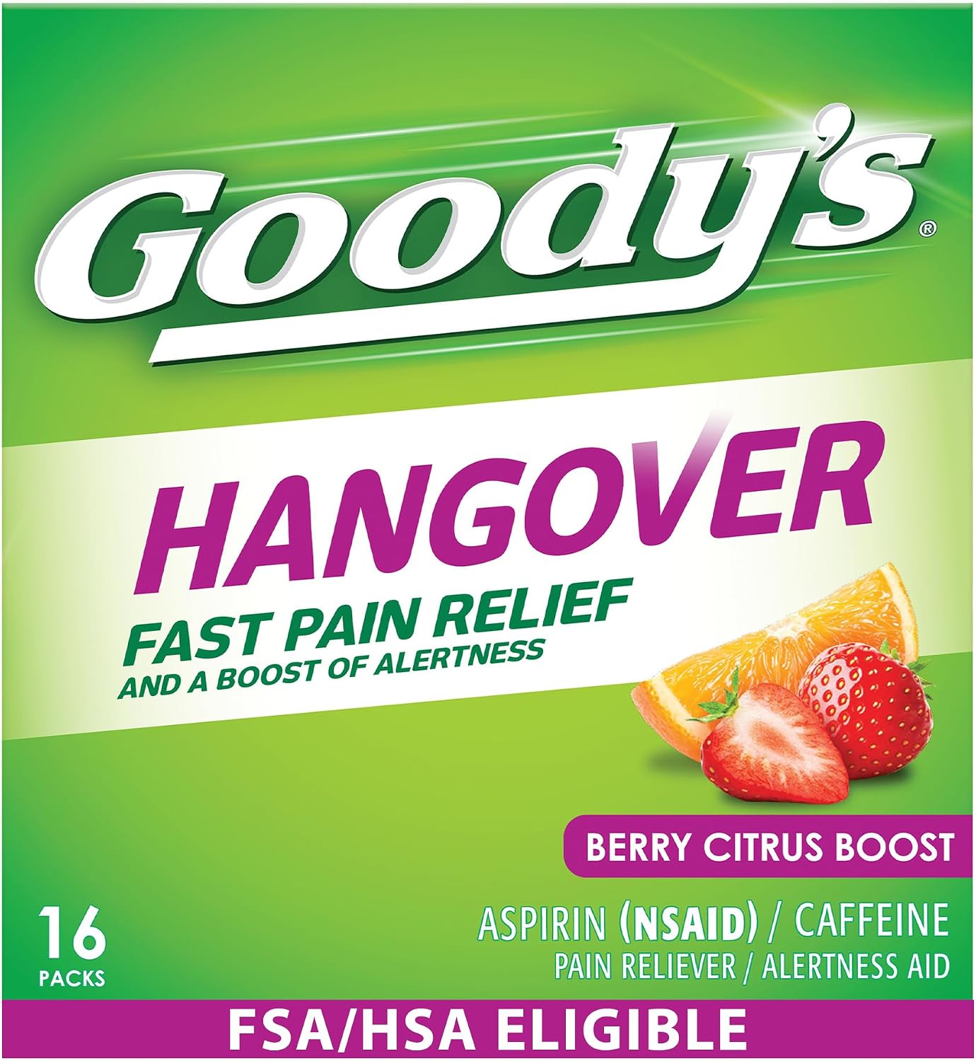 Goody's Hangover Relief Powder, Dual Action, Berry Citrus Boost, 16 Count