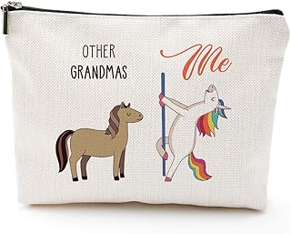Blue Leaves Mothers Day Gifts for Grandma Gifts,Funny Gifts for Grandma,Grandma Birthday Gift,Makeup Bag, Make Up Pouch,Unicorn,Grandma Cosmetic Bag, Funny Handle Bag, Prize for Grandma