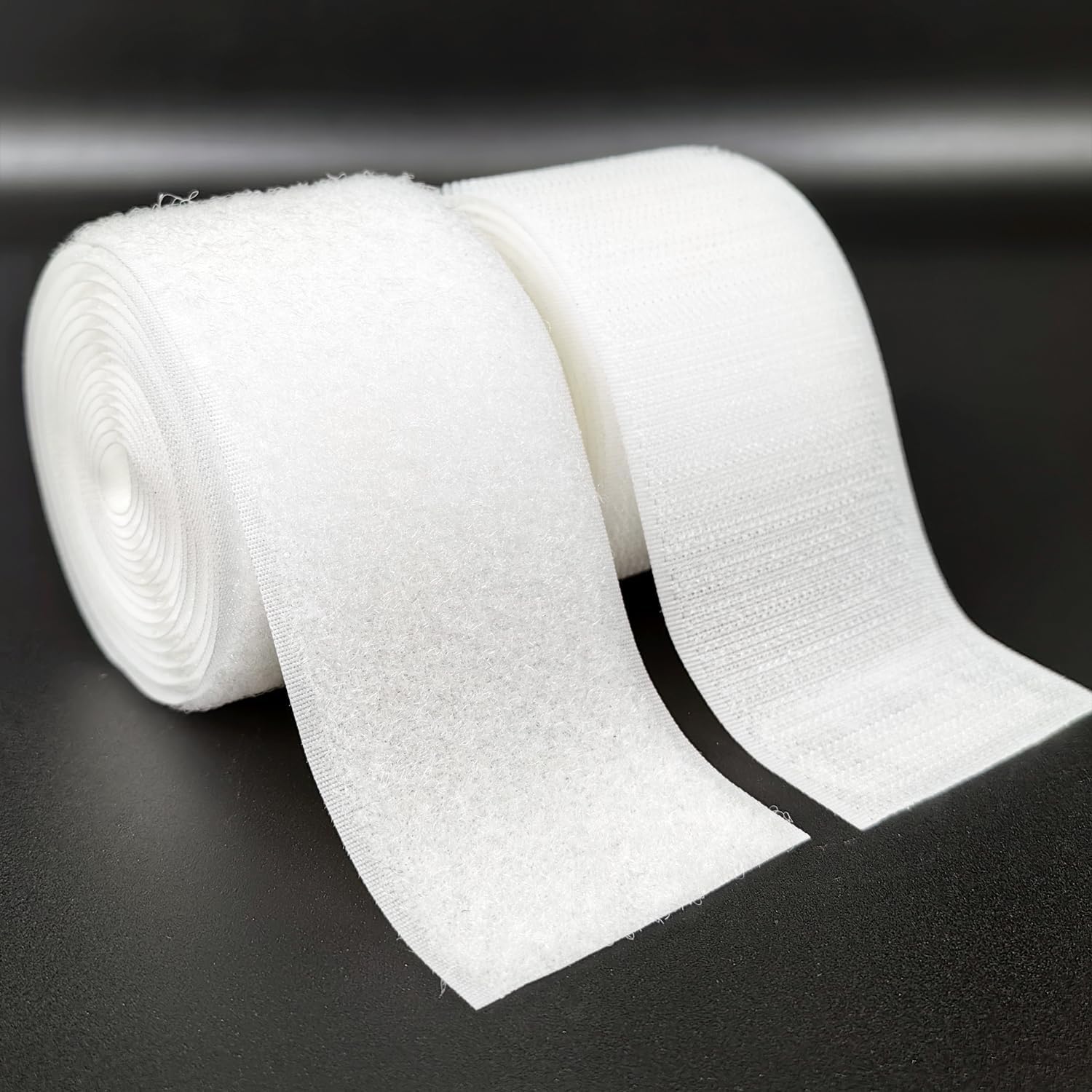 Matenf Sew On Hook and Loop Strips, Strong Grip, 2'' x 6' | Non-Adhesive, Easy to Sew, Nylon Fabric Strip for Clothing Crafts, Button Alternative, Easy Stitch DIY Projects, White