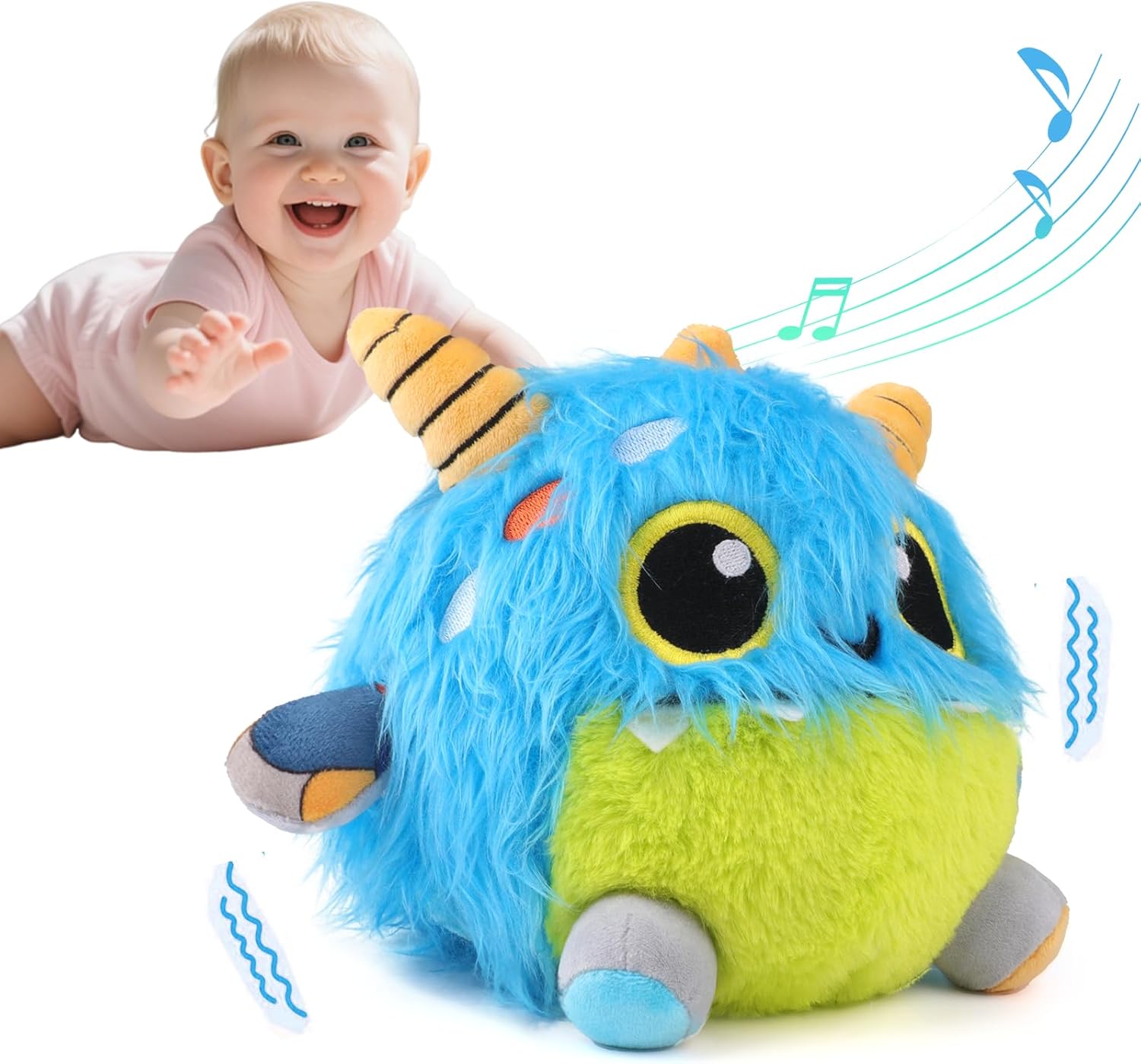 Toys for 1 2 3 Year Old Girls Boys Gifts, Crawling Monsters Baby Toys with Musical Sound, Toddler Interactive Sensory Plush Toys, Birthday Present Gifts for Kids 1 2 3 Years Old Boys Girls
