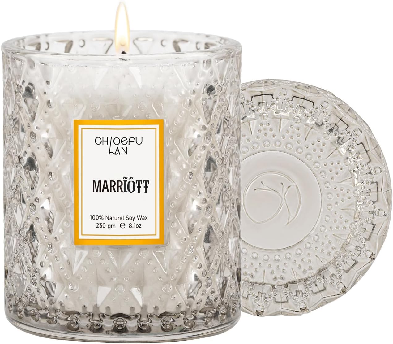 Chloefu LAN Hotel Scented Candle Natural Essential Oil, Luxury Scented Soy Jar Candle Gifts, Highly Scented, 8.1oz, Unique Blend to Promote Sleep & Relieve Stress