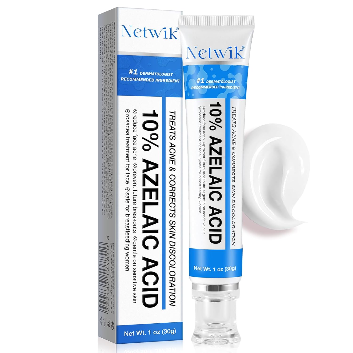 Azelaic Acid 10% Cream for Face - Acne Cream for Rosacea Reducing Relief Pimple Breakouts Blackhead Pigmentation and Redness - Azelaic Acid Gel For Facial and Skin Care