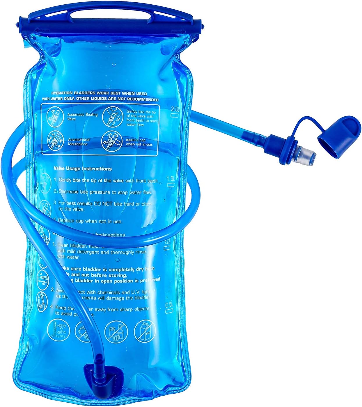 JOYHILL Hydration Bladder, 3 L 2 L 1.5 L Water Bladder BPA Free, 3 Liter Large Opening Water Reservoir, Leak Proof Military Water Storage Bladder Bag for Cycling Hiking Camping Biking Running