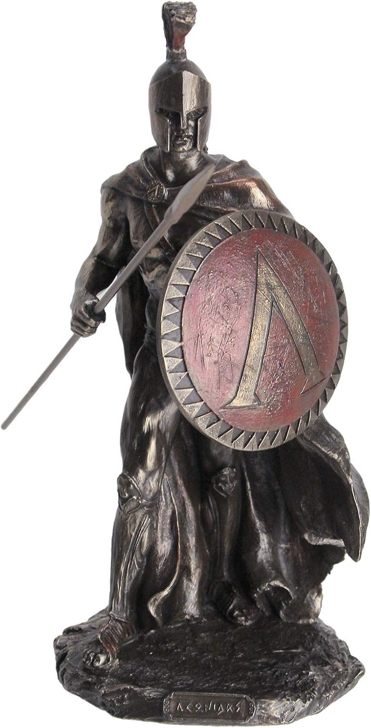 Unicorn Studios Bronze Leonidas Spartan King Greek Hoplite Spear Shield Hand Painted Statuette