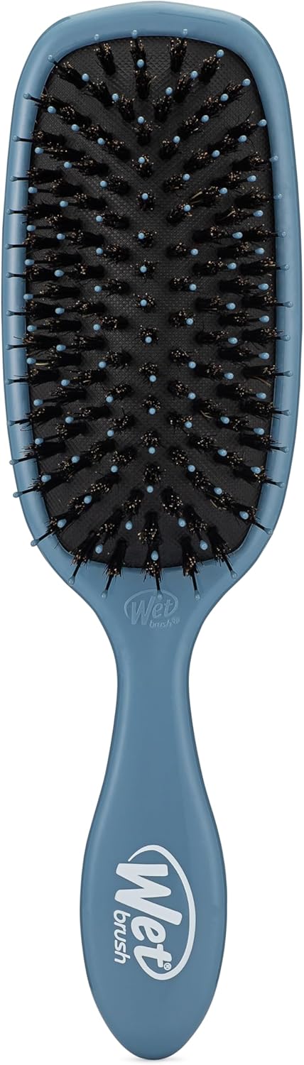 WetBrush Shine Enhancer Brush with Soft Intelliflex and Natural Boar Bristles to Help Distribute Hairs Natural Oils without Breaking Hair, Elemental Blue