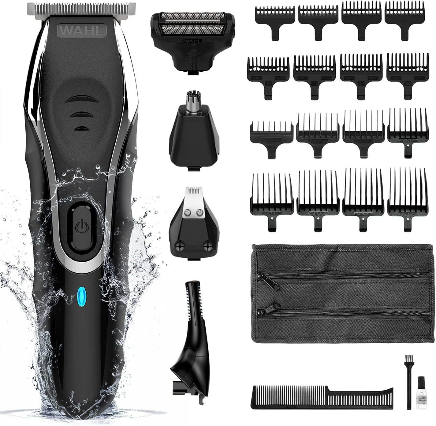 Wahl Aqua Blade 10 in 1 Multigroomer, Eyebrow Attachment, Beard Trimmers, Body Trimmers, Men’s Beard Trimmer, Stubble Trimming, Body Shaving, Face Grooming, Fully Washable