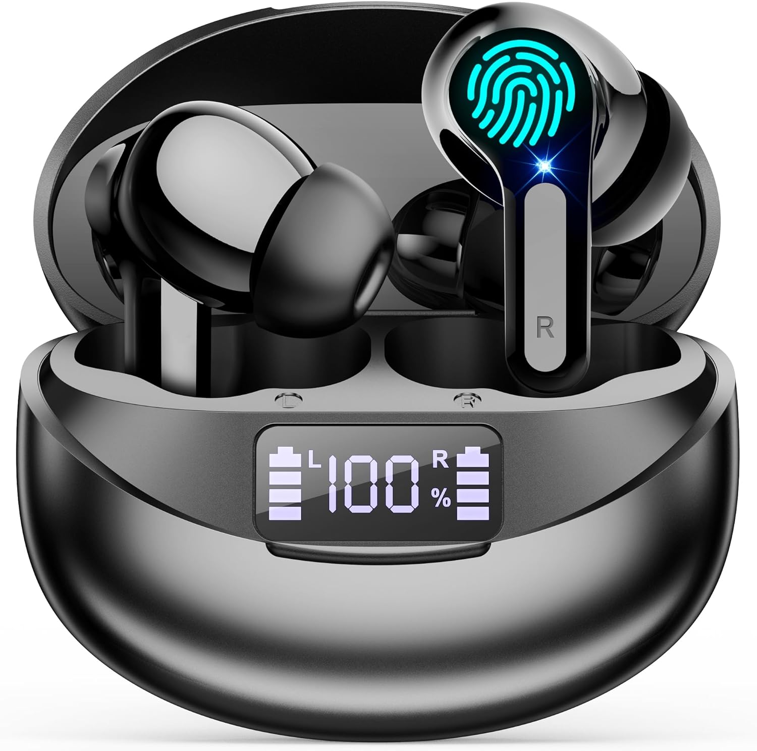 Cervanta Wireless Earbuds Ear Buds Earphones - Bluetooth 5.3 USB C Headphones Touch Control with Microphone Hi-Fi Stereo Sound Deep Bass CVC Dual LED Display 35H Playtime Water-Resistant