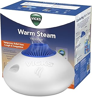 Vicks Warm Steam Vaporizer, Small to Medium Rooms, 1.5 Gallon Tank – Warm Mist Humidifier for Baby and Kids Rooms with Night Light, Works with Vicks VapoPads and VapoSteam