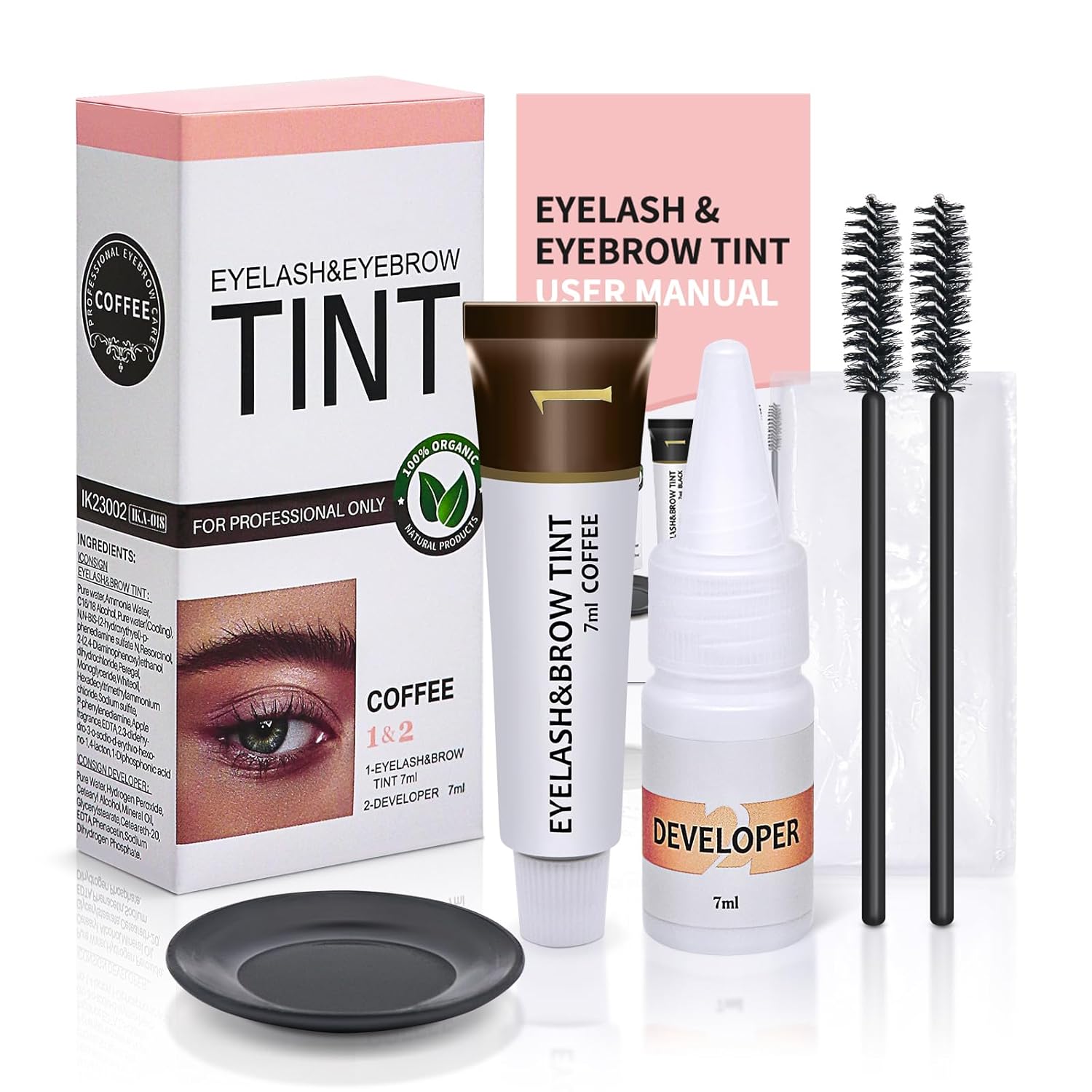 Lash Color Kit, 2 in 1 Professional Lash & Brow Color Kit, Long-lasting, Eyebrow color Set for Women Coffee, 7ml