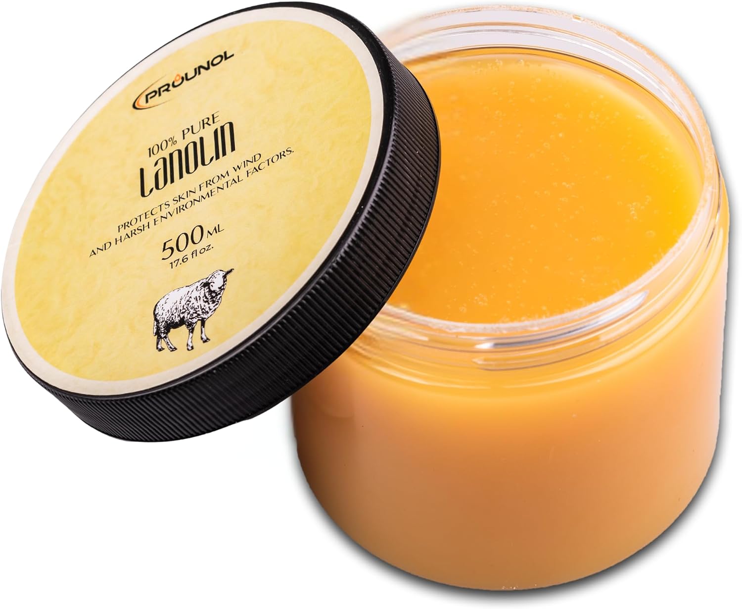 Prounol Lanolin Pure (Lanolin Anhydrous) 500ml - 100% Natural Cream for Hand and Foot Care, jar