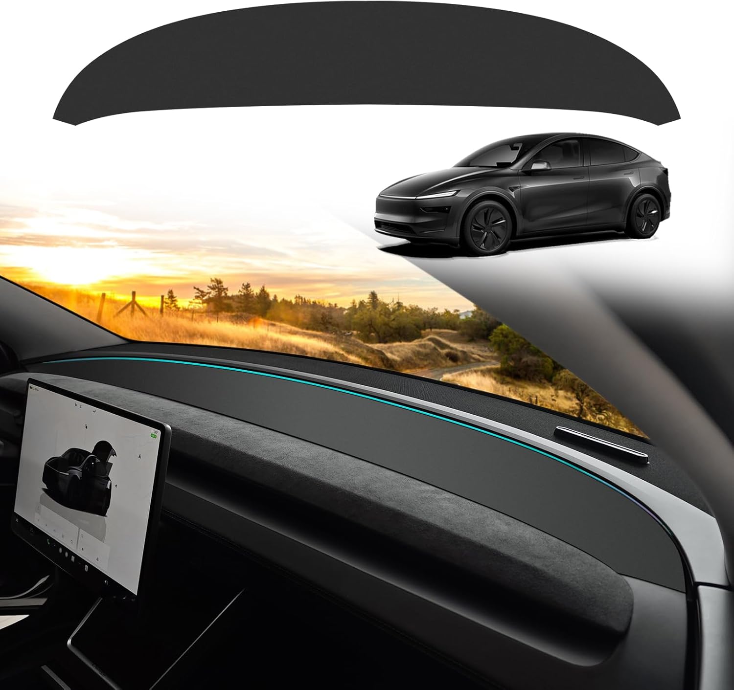BestEvMod Dashboard Cover Mat Compatible with 2025 2026 Refreshed Tesla Model Y Juniper Accessories No Glare Dashboard Pad Dash Mat Sunshade Anti-Glare and Sun Protection Custom Fit