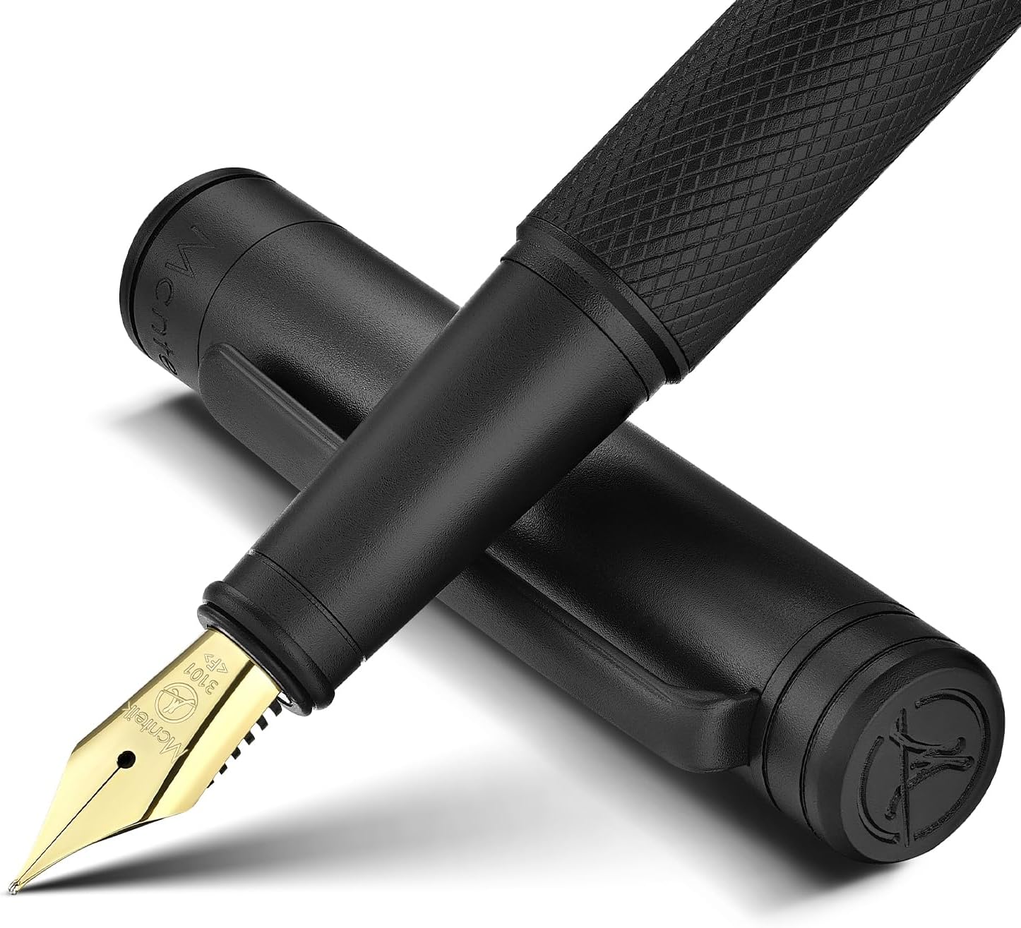 Luxury Fountain pen, Matte Black Forest Pen Body, 18K Gilded Nib (Fine), Fancy Pen Gift Set for Men & Women, Professional, Writing, Executive,Office, Nice Pen