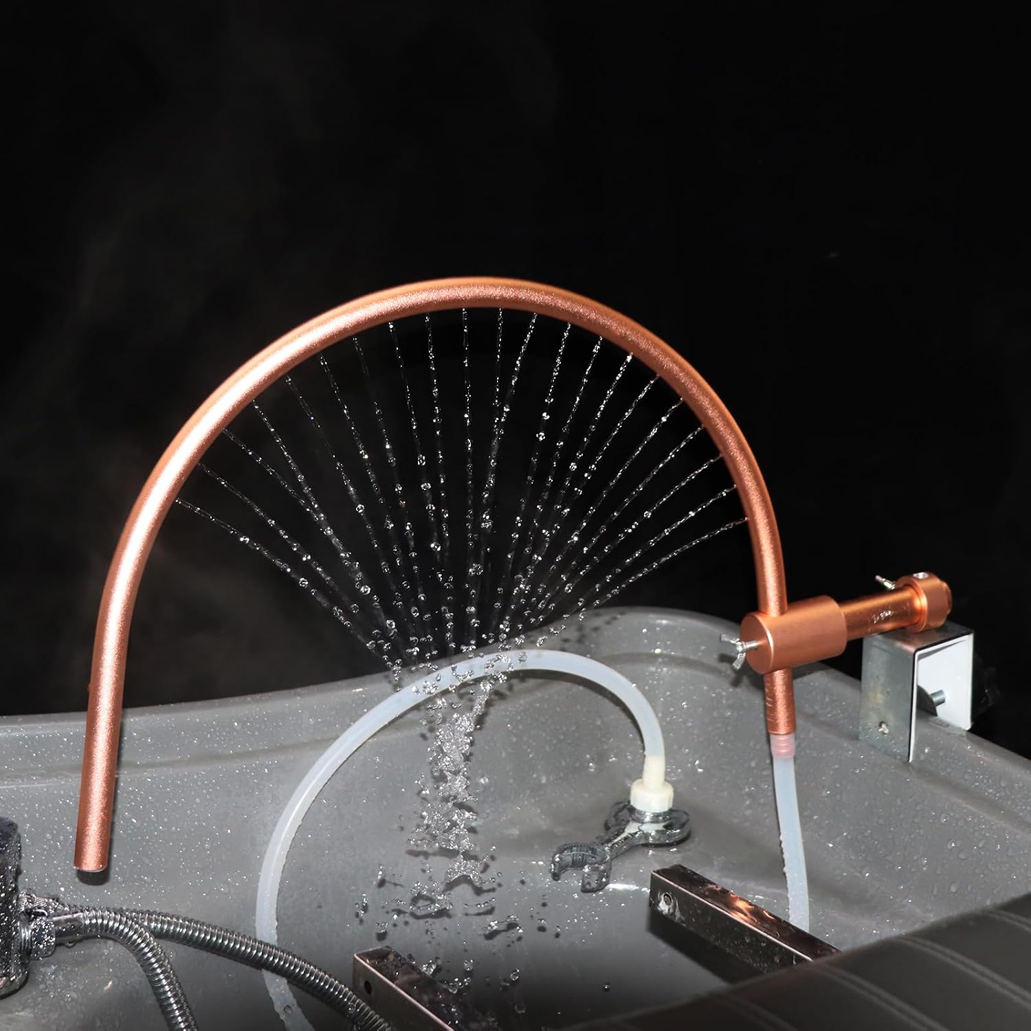 MoyRetty Head Spa Equipment Frame with Pump, Portable Extensions Water Circulation Waterfall, Scalp Massage Water Outlet Basin Attachment Rack