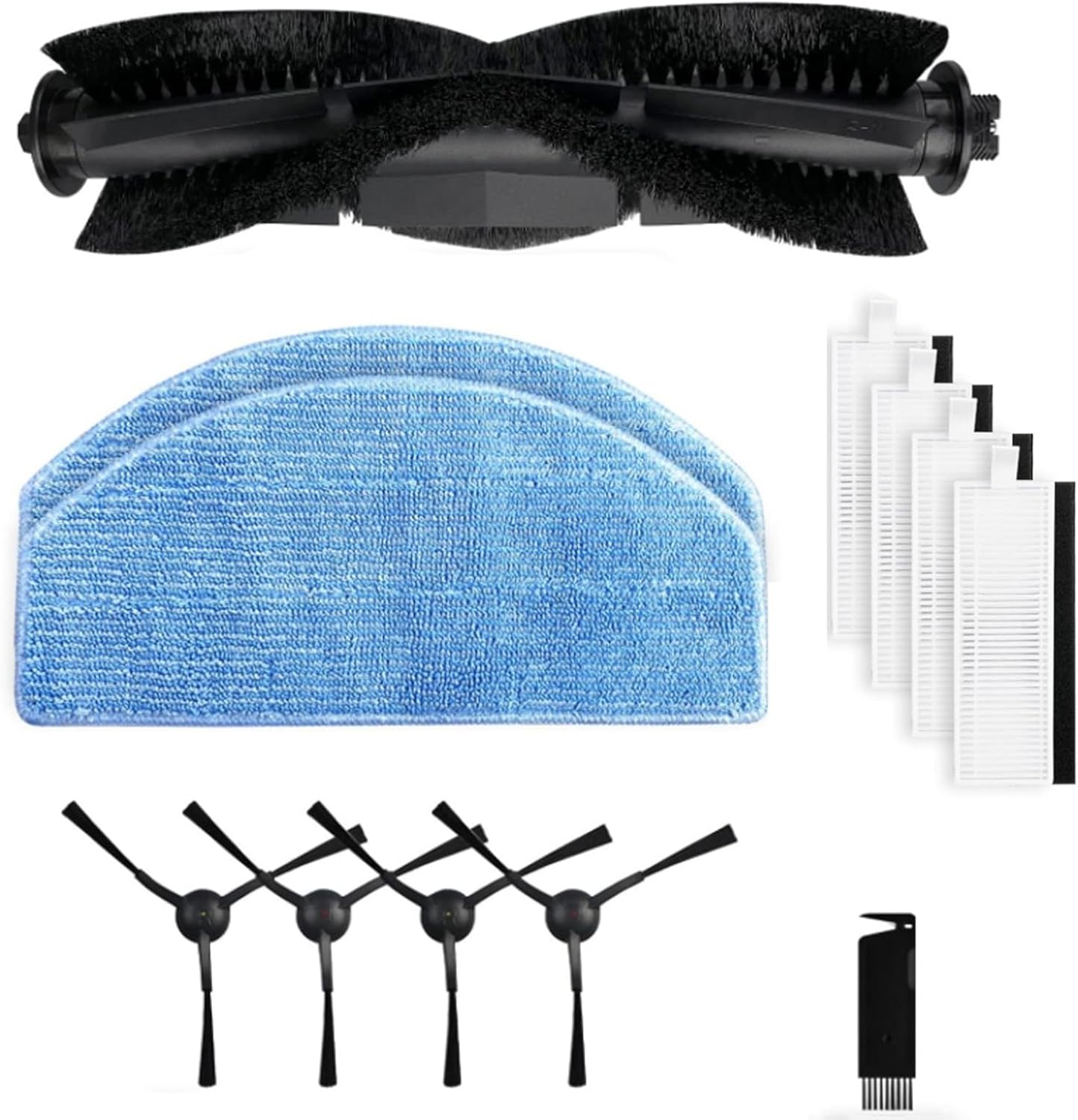 MYAYD Replacement Parts Kit for Honiture G20/G20 Pro, for Laresar Evol 3 Robot Vacuums Cleaner, 1 Main Brush, 4 Side Brushes, 4 HEPA Filters, 2 Mopping Cloths