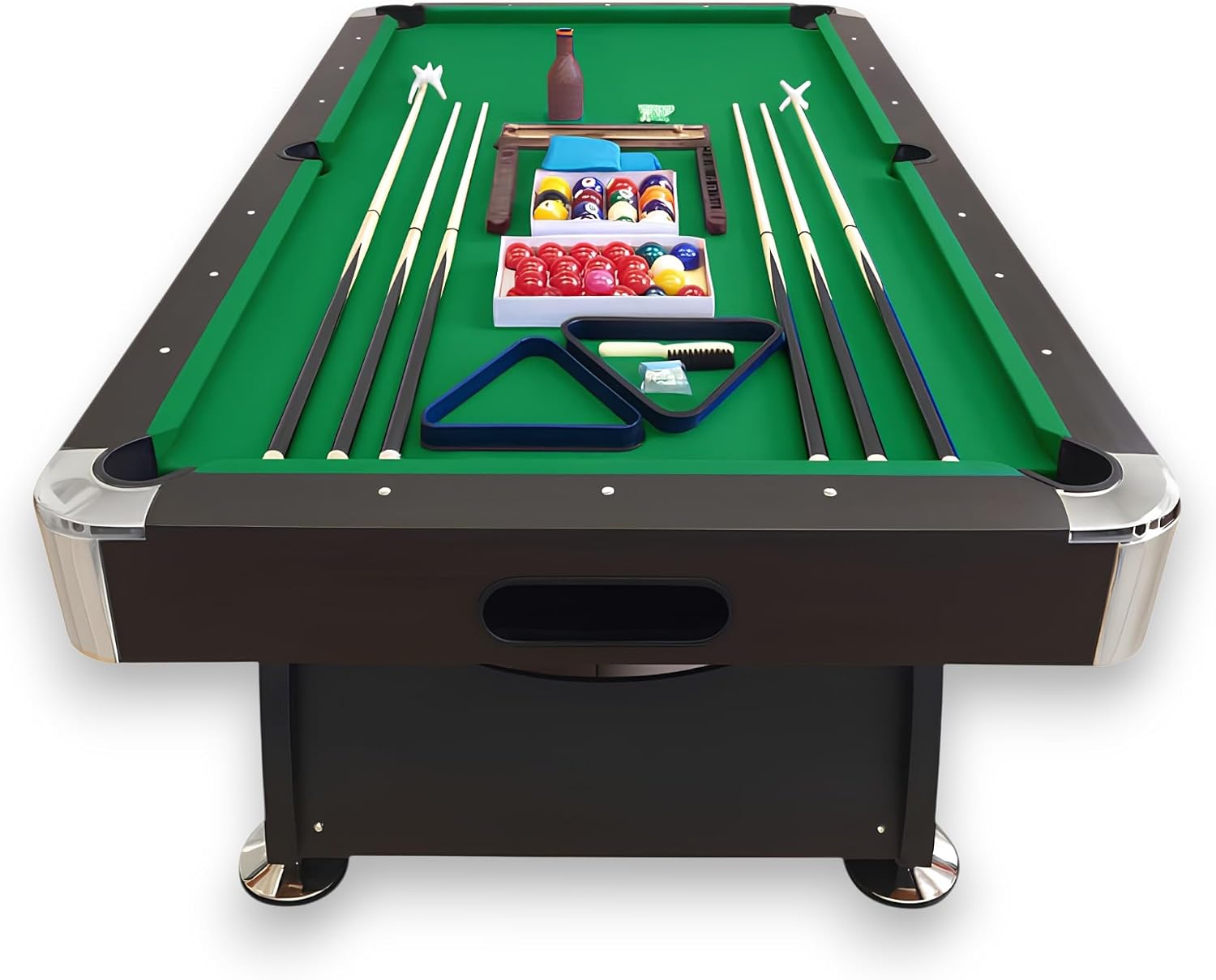 8 Foot Pool Table Modern Billiard Table with Green Felt, Automatic Ball Return and Accessories - Vintage Green