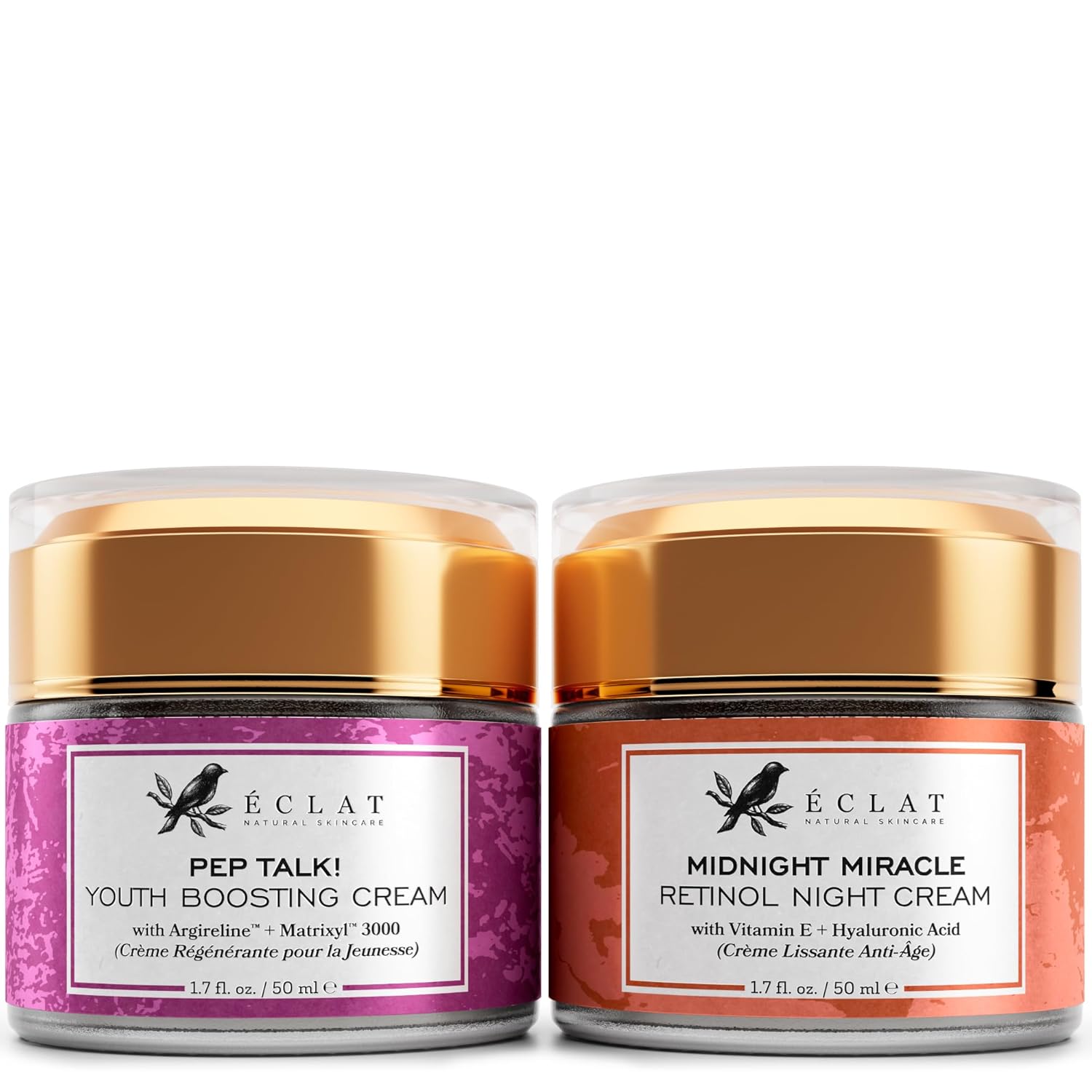 Eclat Skincare Night Repair & Firmness Set - Collagen Anti Aging Cream and 2.5% Retinol Night Cream for Moisturizing and Firming Skin