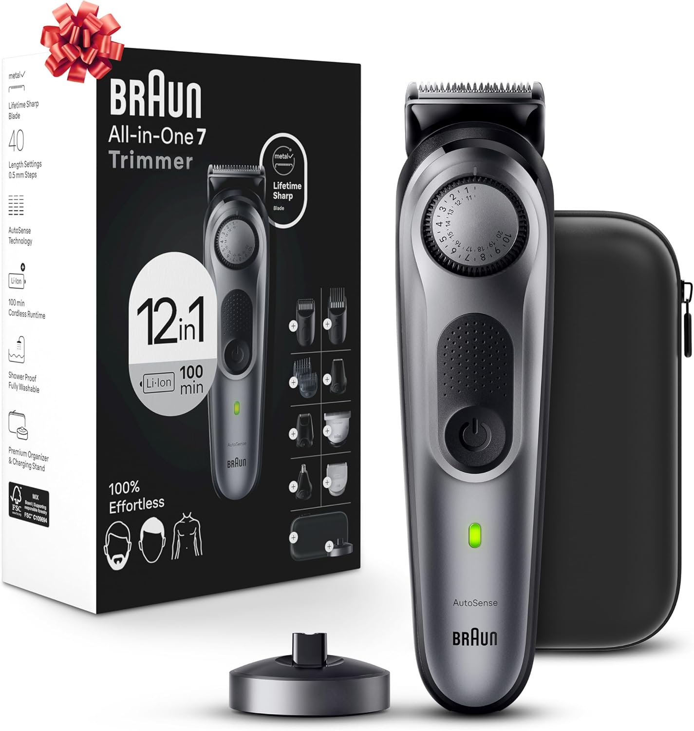 Braun All-in-One Style Kit Series 7 7440, Holiday Gifts for Men, Shaving Kit with 12-in-1 Trimmer for Beard, Body, Manscaping, Hair Clippers & More