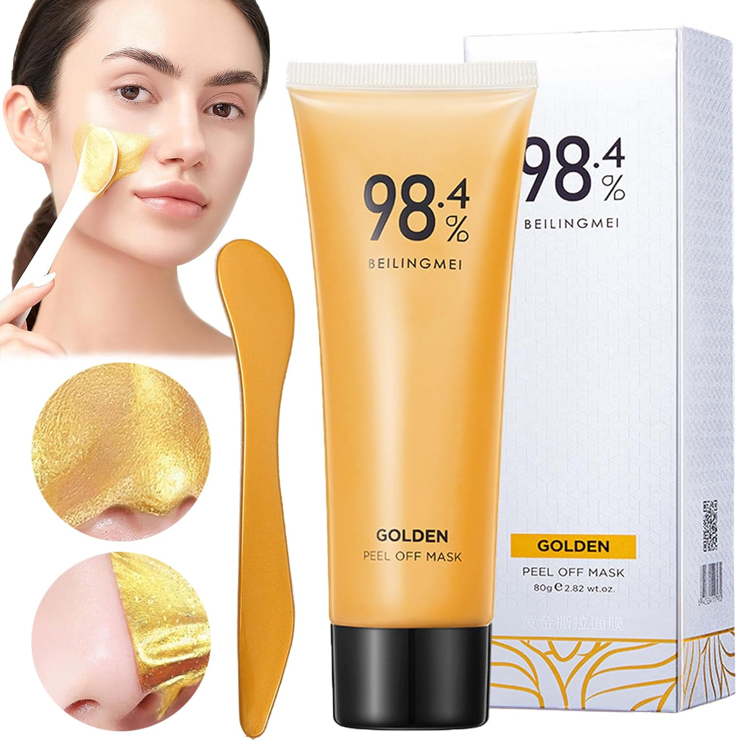 fupah Peel Off Face Mask 98.4% Golden Peel Off Face Mask for Skin Care, Gold Anti-Aging Face Mask, Exfoliating Face Mask, Exfoliating Face Mask