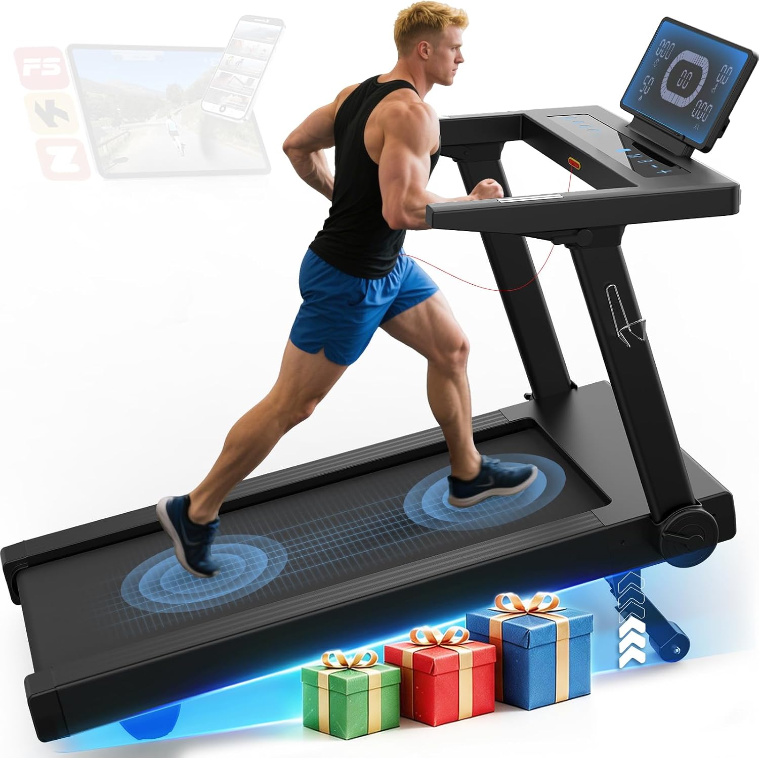 Treadmill for Home Foldable, 20% Auto Incline, Running Machine | 20km/h, 7HP, 180KG Weight Capacity, LED Display, Heart Rate Monitor, Bluetooth Speakers for Home Office Gym